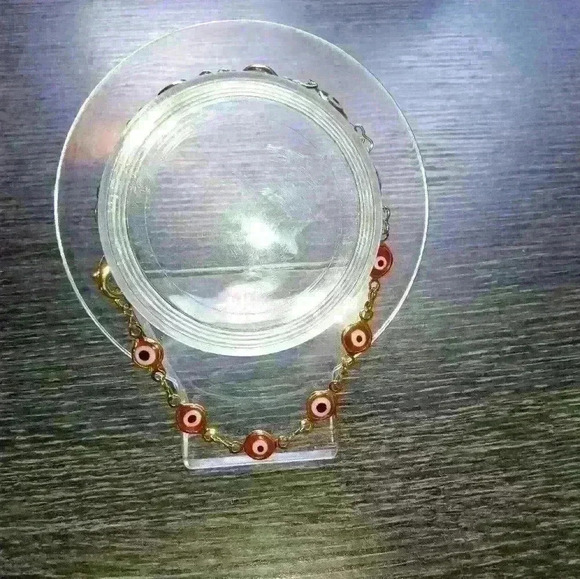 Women's Gold Red And Blue Tiger Eye Ankle Bracelet. New - Picture 8 of 13